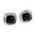 Obsidian button earrings, 'Watery Reflection' - Square Obsidian Button Earrings from Mexico thumbail