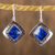 Lapis lazuli dangle earrings, 'Lapis Mirrors' - Square Lapis Lazuli Dangle Earrings from Mexico (image 2) thumbail