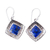 Lapis lazuli dangle earrings, 'Lapis Mirrors' - Square Lapis Lazuli Dangle Earrings from Mexico (image 2b) thumbail
