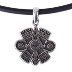 Men's sterling silver pendant necklace, 'Aztec Eye' - Men's Aztec Eye Sterling Silver Pendant Necklace from Taxco