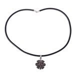 Men's sterling silver pendant necklace, 'Aztec Eye' - Men's Aztec Eye Sterling Silver Pendant Necklace from Taxco