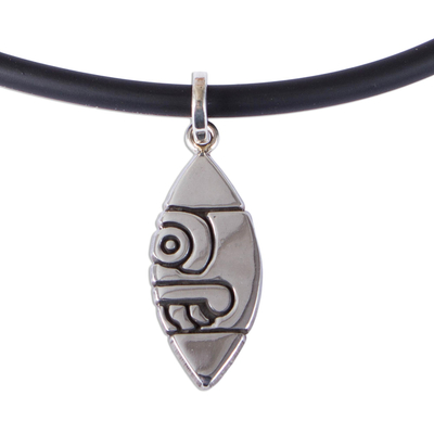 Men's sterling silver pendant necklace, 'Ancient Flint' - Pre-Hispanic Sterling Silver Pendant Necklace from Mexico