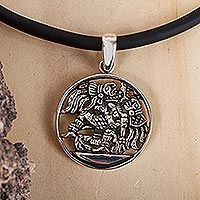 Mens sterling silver pendant necklace, Fallen Warrior