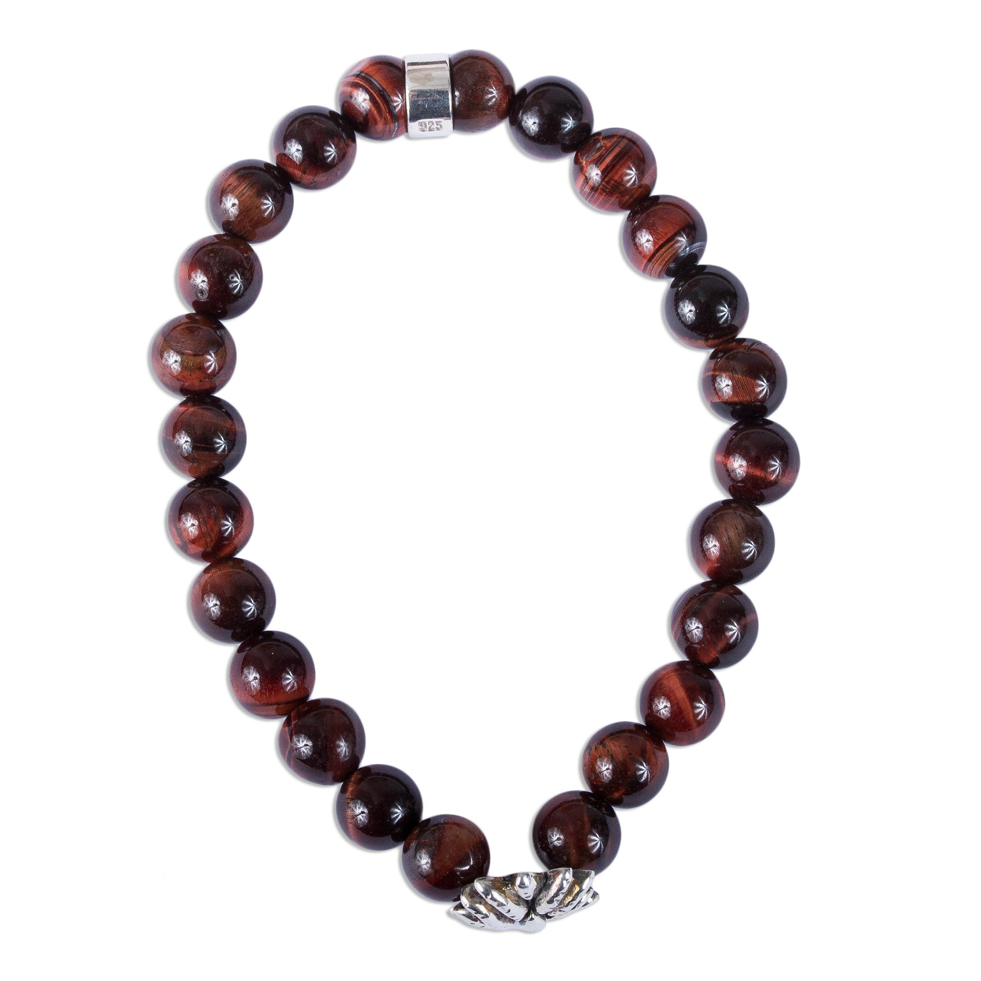 Taxco Red Tiger's Eye Beaded Stretch Bracelet from Mexico - Red ...