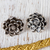 Sterling silver button earrings, 'Dahlia Elegance' - Taxco Sterling Silver Dahlia Flower Button Earrings