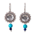 Pendientes colgantes de turquesa y lapislázuli - Pendientes colgantes florales circulares de turquesa y lapislázuli