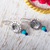 Pendientes colgantes de turquesa y lapislázuli - Pendientes colgantes florales circulares de turquesa y lapislázuli