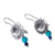 Turquoise and lapis lazuli dangle earrings, 'Fanned Flowers' - Circular Floral Turquoise and Lapis Lazuli Dangle Earrings