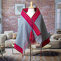 Cotton shawl, 'Stylish Chaleco' - Handwoven Cotton Chaleco-Style Shawl from Mexico
