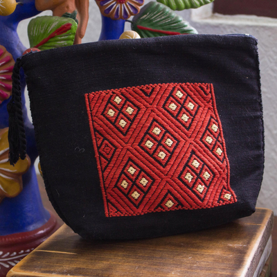 Cotton cosmetic bag, Scarlet Geometry