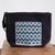 Cotton cosmetic bag, 'Viridian Zigzags' - Zigzag Pattern Cotton Cosmetic Bag from Mexico thumbail