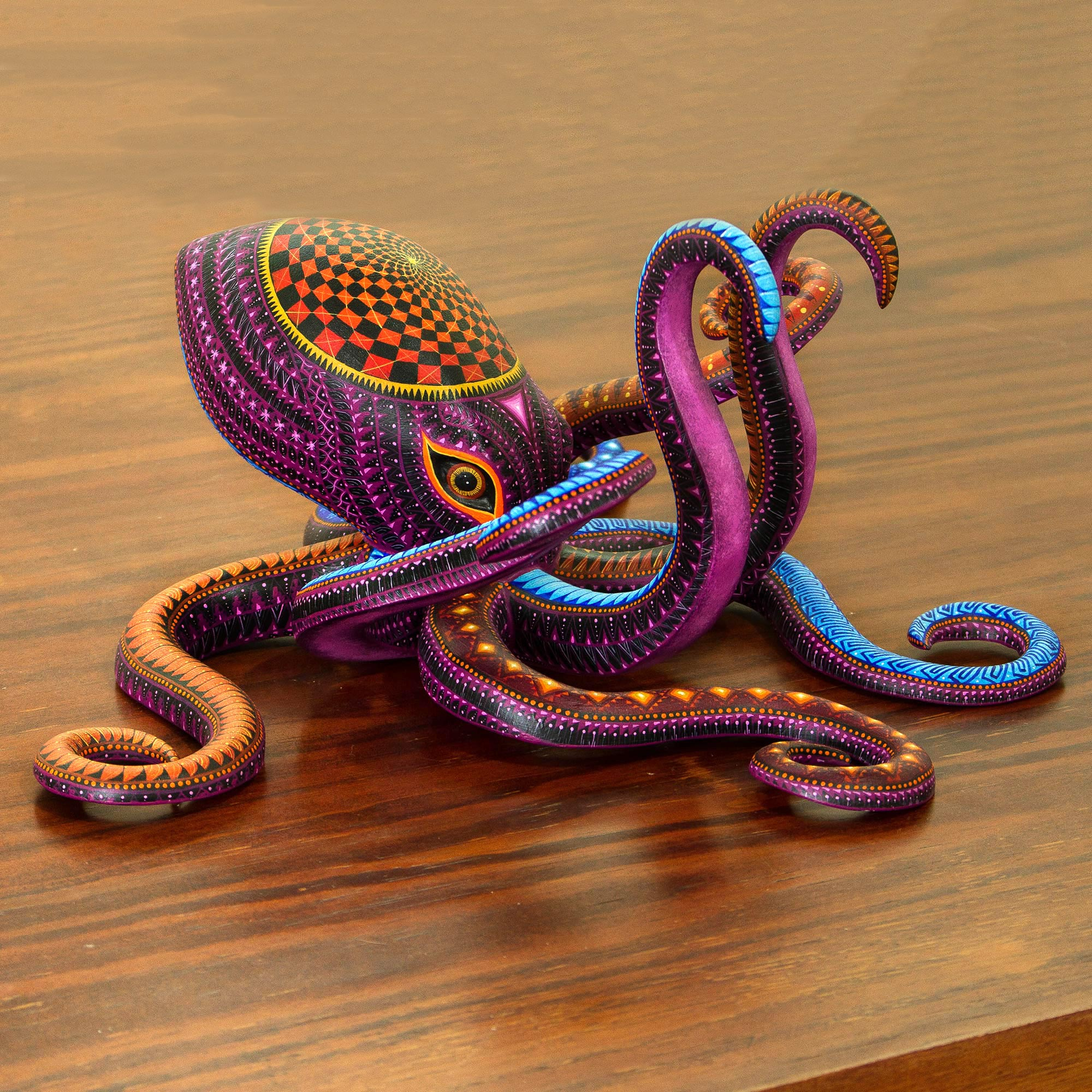 Hand-Painted Wood Alebrije Octopus Sculpture from Mexico - Fantastical ...