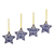 Ceramic ornaments, 'Artisanal Stars' (set of 4) - Blue Ceramic Star Ornaments from Mexico (Set of 4)