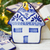 Ceramic ornaments, 'Talavera House' (set of 4) - Blue and White Talavera-Style Ceramic Ornaments (Set of 4) thumbail