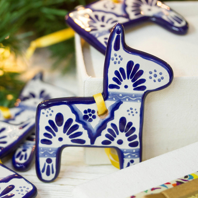 Ceramic ornaments, Talavera Donkeys (set of 4)