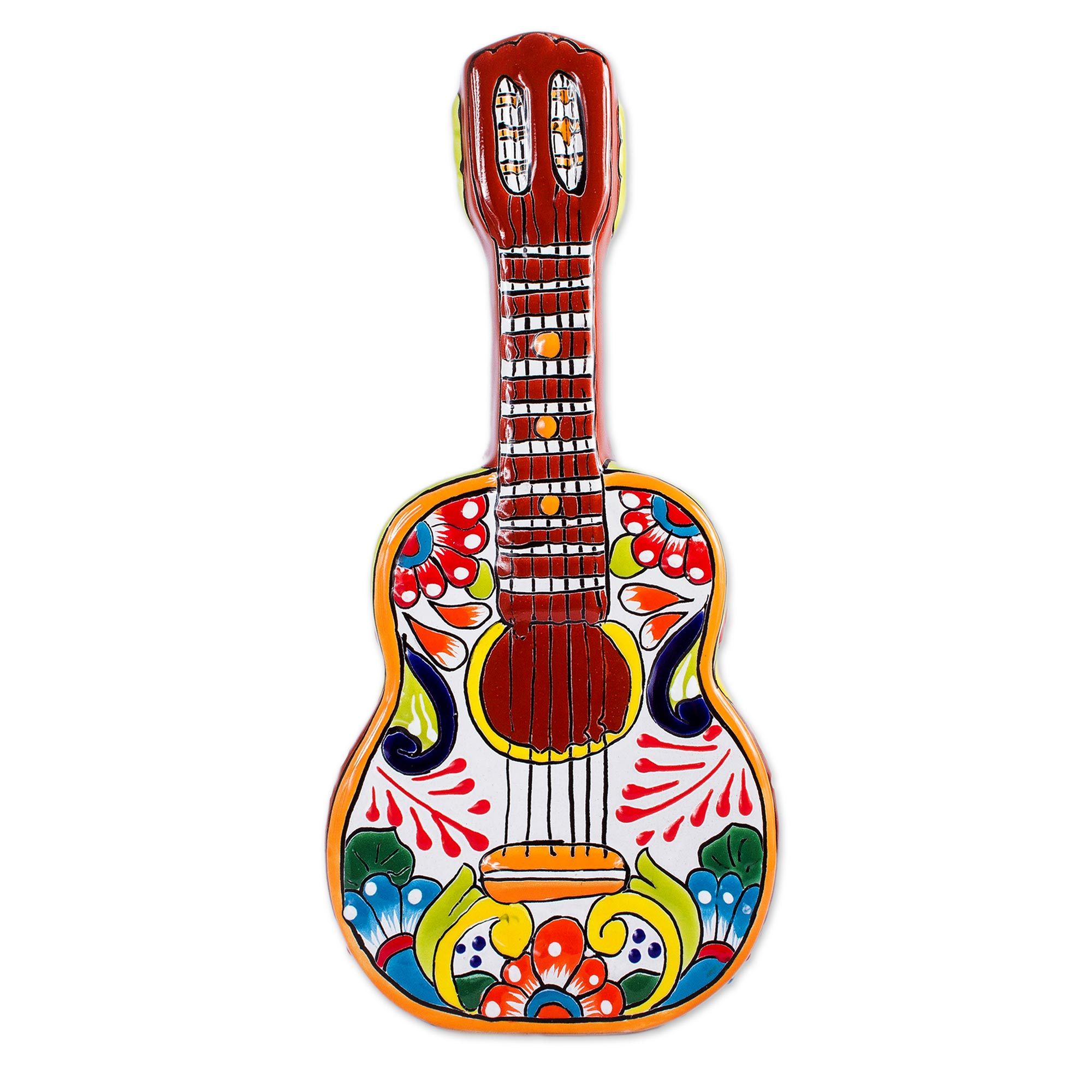 TalaveraStyle Ceramic Guitar Sculpture from Mexico Talavera Guitar