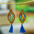 Ohrhänger aus Holz - Handgefertigte Frida-Kahlo-Holzohrringe mit blauen Quasten
