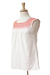 Sleeveless cotton blouse, 'Flame Delight' - White and Flame Embroidered Cotton Blouse from Mexico (image 2b) thumbail