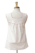 Sleeveless cotton blouse, 'Flame Delight' - White and Flame Embroidered Cotton Blouse from Mexico (image 2c) thumbail