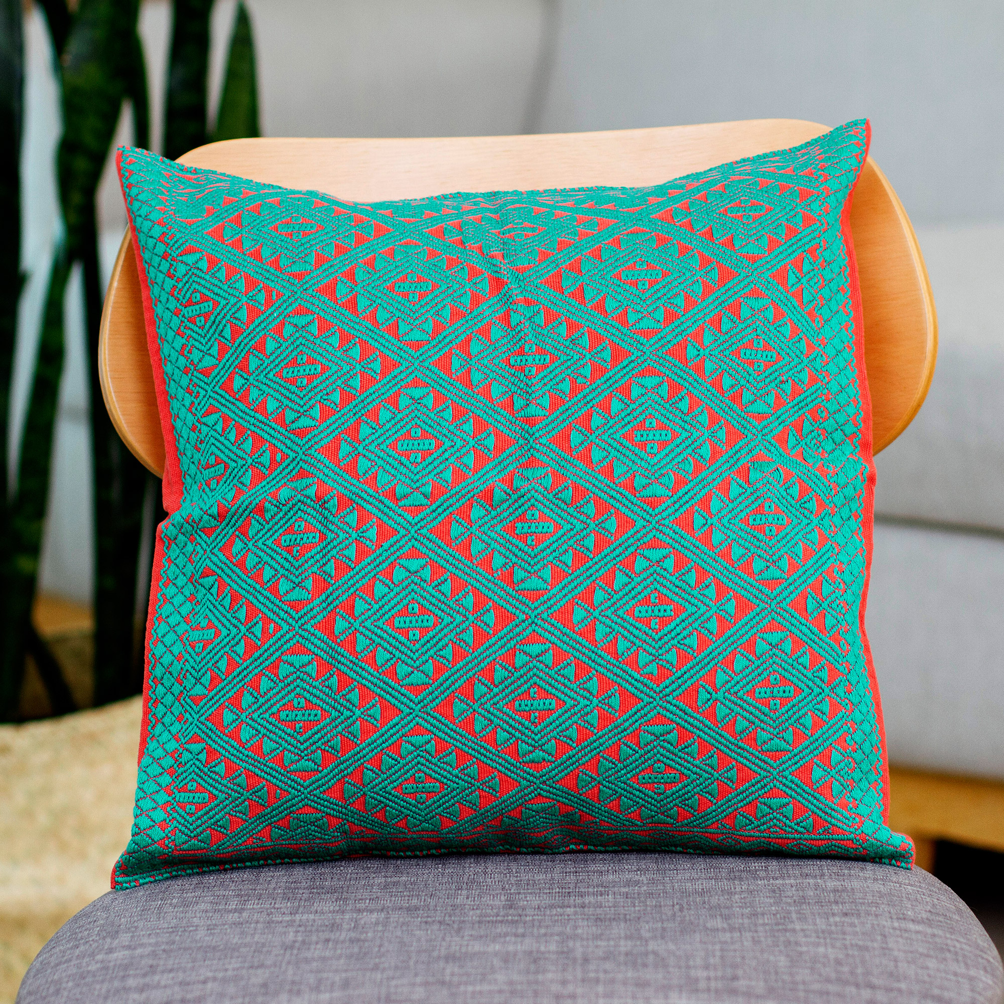 Indian Cushion Cover Throw Pillow Case Cover  Brocade Blue Cotton Blend Art Deco