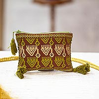 Cotton coin purse, 'Curious Forms' - Cotton Coin Purse with Geometric Forms from Mexico