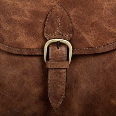 Leather backpack, 'Saddle Brown Traveler' - Handmade Leather Backpack in Saddle Brown from Mexico
