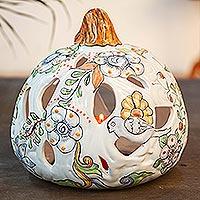 Featured review for Ceramic lantern, Floral Pumpkin