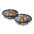 Ceramic snack bowls, 'Raining Flowers' (pair) - Mexican Talavera Style Ceramic Snack or Serving Bowls (Pair) (image 2a) thumbail