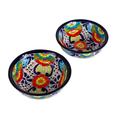 Keramik-Snackschalen, (Paar) - Mexikanische Snack- oder Servierschalen aus Keramik im Talavera-Stil (Paar)