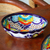 Ceramic serving bowl, 'Raining Flowers' - Mexican Talavera Style Ceramic Serving Bowl thumbail