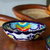 Ceramic serving bowl, 'Raining Flowers' - Mexican Talavera Style Ceramic Serving Bowl