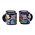 Ceramic mugs, 'Raining Flowers' (set of 4) - Four Mexican Talavera Style Floral Ceramic Mugs (image 2c) thumbail