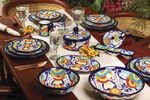 Ceramic tortilla container and lid, 'Raining Flowers' - Mexican Talavera Style Ceramic Tortilla Container and Lid