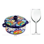 Ceramic tortilla container and lid, 'Raining Flowers' - Mexican Talavera Style Ceramic Tortilla Container and Lid
