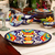 Ceramic oval serving platter, 'Raining Flowers' - Mexican Talavera Ceramic Oval Serving Plate