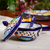 Ceramic salsa dish, 'Raining Flowers' (3 pieces) - Mexican Talavera Style Covered Salsa Dish with Spoon thumbail