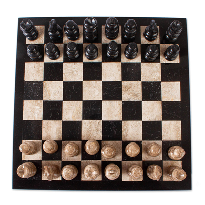Brown & Tan Marble Chess Set - Samson Historical