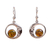 Amber dangle earrings, 'Caring Moons' - Taxco Crescent Moon Amber Dangle Earrings from Mexico