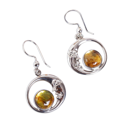 Taxco Crescent Moon Amber Dangle Earrings from Mexico - Caring Moons ...