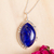 Lapis lazuli pendant necklace, 'Wintry Gaze' - Lapis Lazuli and Taxco Silver Pendant Necklace from Mexico thumbail