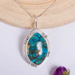 Sterling silver pendant necklace, 'Taxco Legend' - Composite Turquoise and Taxco Silver Pendant Necklace