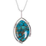 Sterling silver pendant necklace, 'Taxco Legend' - Composite Turquoise and Taxco Silver Pendant Necklace