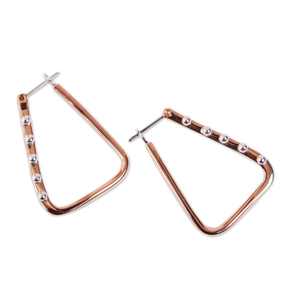 Taxco Sterling Silver and Copper Hoop Earrings from Mexico