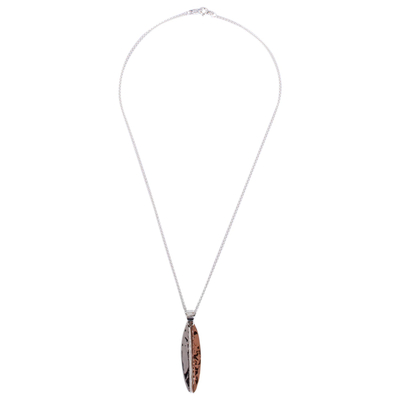Sterling silver and copper pendant necklace, 'Hammered Abstraction' - Taxco Sterling Silver and Copper Pendant Necklace