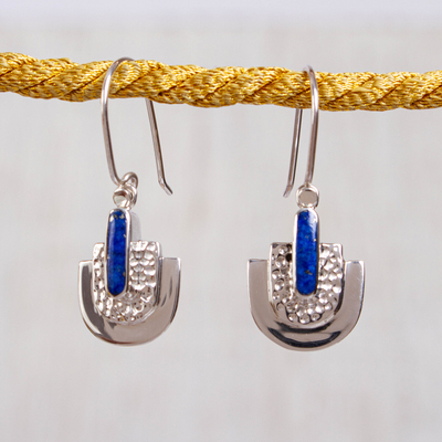 Lapis lazuli dangle earrings, Huipil Style