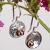 Featured review for Sterling silver and copper drop earrings, Celestial Center