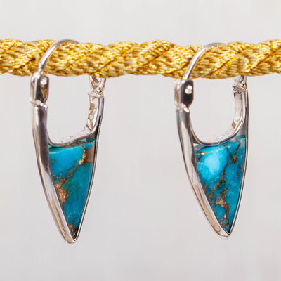 Composite turquoise hoop earrings, Taxco Enchantment