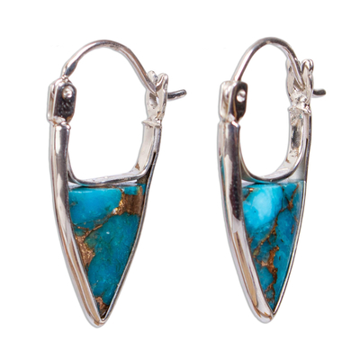 Taxco Composite Turquoise Hoop Earrings from Mexico