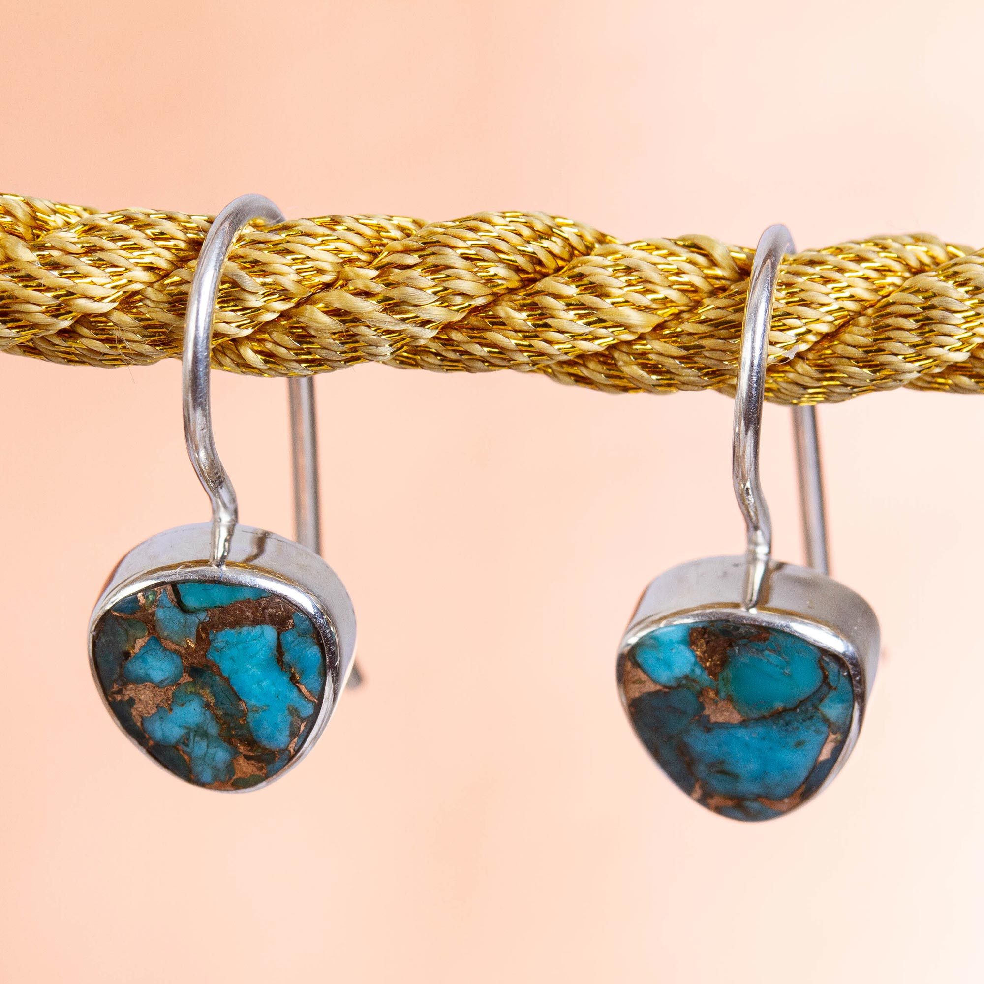 Taxco Composite Turquoise Drop Earrings from Mexico Gleaming Gems