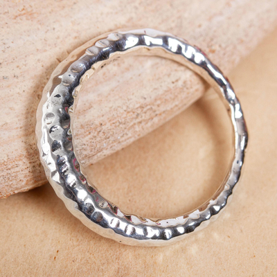 Sterling silver band ring, 'Ring of Freedom' - Hammered Taxco Sterling Silver Band Ring from Mexico